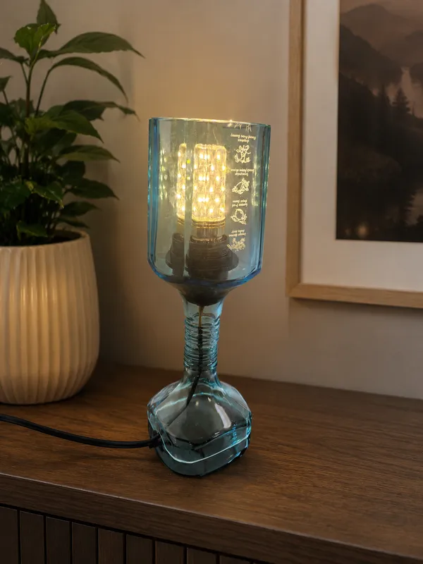 Blue_Sapphire_Glow:_Upcycled_Premium_Glass_Bottle_Lamp