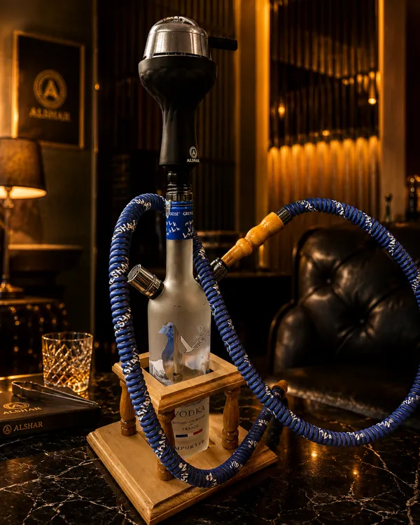 Grey_Goose_Premium_Upcycled_Bottle_Hookah_with_Mahogany_wooden_Stand