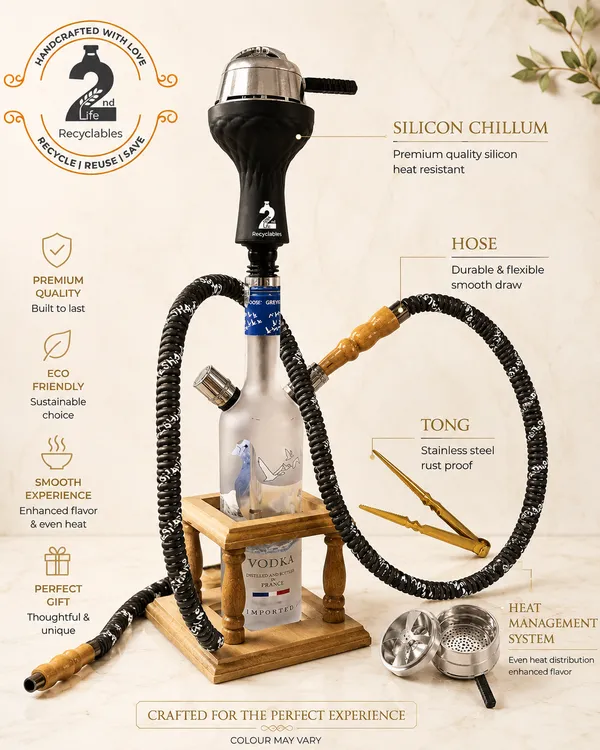Grey_Goose_Premium_Upcycled_Bottle_Hookah_with_Mahogany_wooden_Stand
