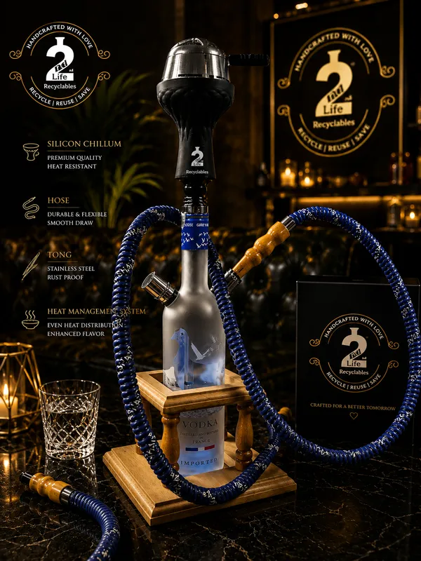 Grey_Goose_Premium_Upcycled_Bottle_Hookah_with_Mahogany_wooden_Stand