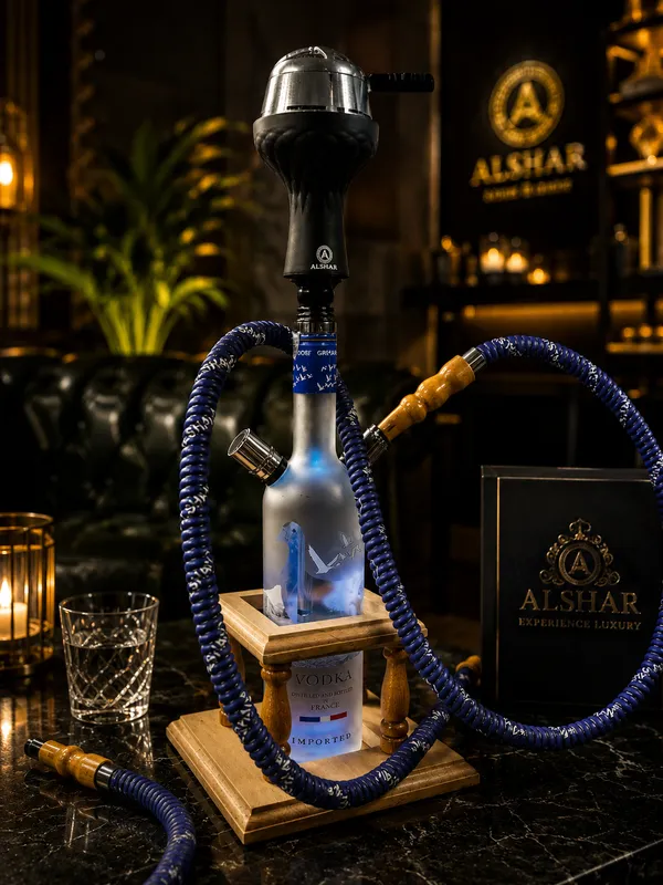 Grey_Goose_Premium_Upcycled_Bottle_Hookah_with_Mahogany_wooden_Stand