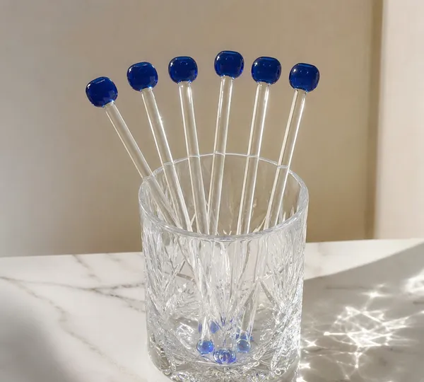 Handcrafted_Blue_Glass_Cocktail_Stirrer_–_8_Inch_-_Set_of_6