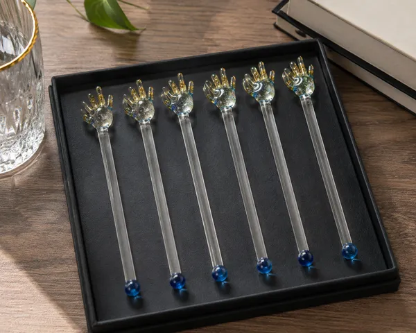 Handcrafted_Glass_Hand-Top_Cocktail_Stirrer,_8_Inch_-_Set_of_6