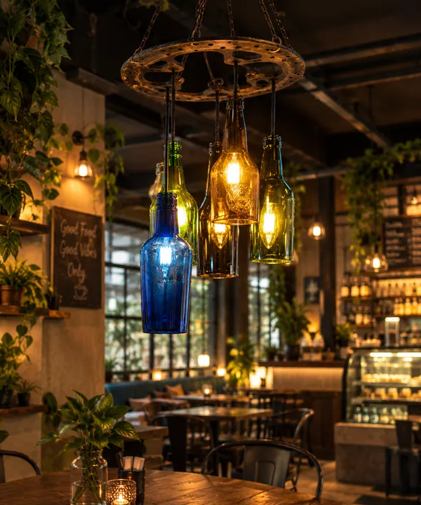 Upcycled_Multicolor_Bottle_Chandelier_Lamp_–_5_Bottle_Hanging_Light