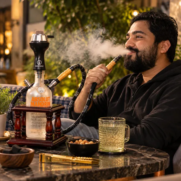 Upcycled_Absolut®_Bottle_Hookah_|_Complete_Hookah_Set_with_Wooden_Stand_|_Handcrafted_from_Original_Absolut®_Bottle				