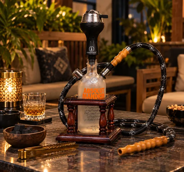 Upcycled_Absolut®_Bottle_Hookah_|_Complete_Hookah_Set_with_Wooden_Stand_|_Handcrafted_from_Original_Absolut®_Bottle				