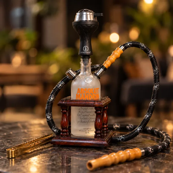Upcycled_Absolut®_Bottle_Hookah_|_Complete_Hookah_Set_with_Wooden_Stand_|_Handcrafted_from_Original_Absolut®_Bottle				