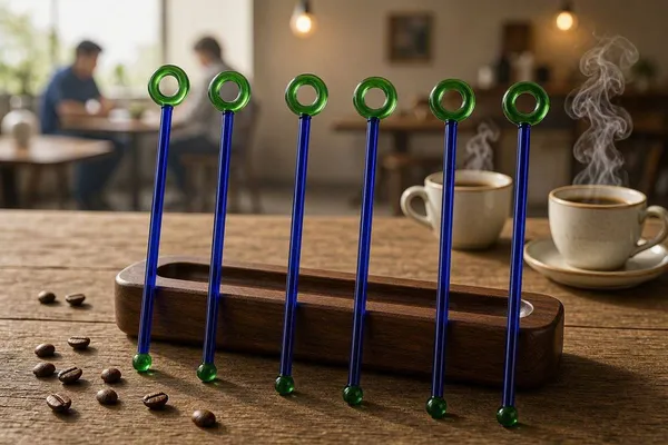 Set_of_6_Handcrafted_Glass_Cocktail_Stirrers_with_Green_Ring_Design_-_Set_of_6