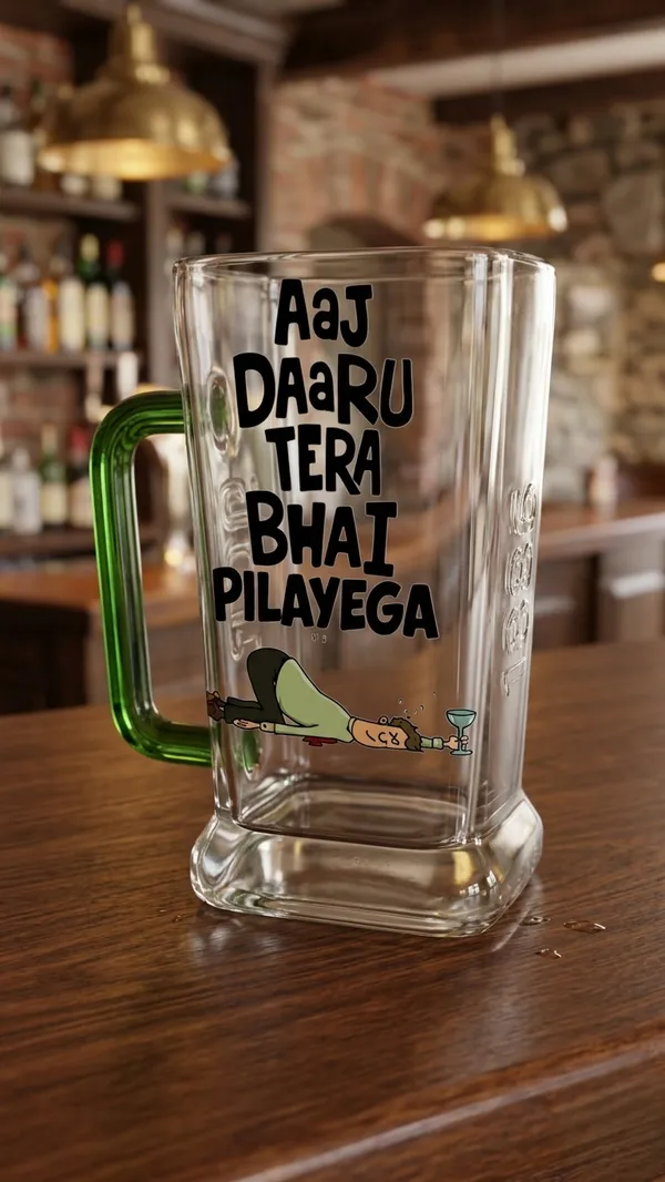 The_"Bhai"_Special_Upcycled_650ml_Glass_Beer_Mug_|_Set_of_3_|_Handle_Color-Blue/Black/Green