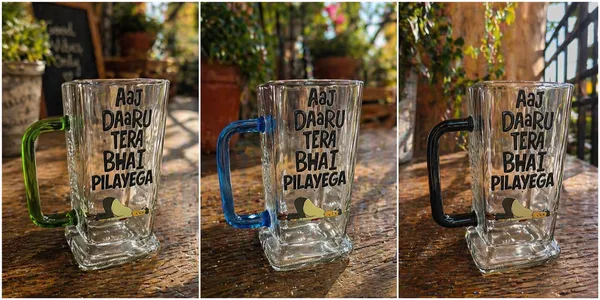 The_"Bhai"_Special_Upcycled_650ml_Glass_Beer_Mug_|_Set_of_3_|_Handle_Color-Blue/Black/Green