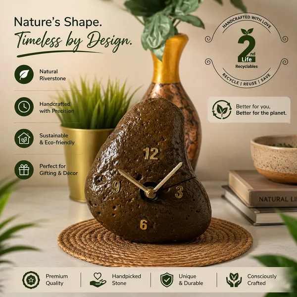 Upcycle_Riverstone_Aura_Table_Clock_–_Glossy_Moss_Edition