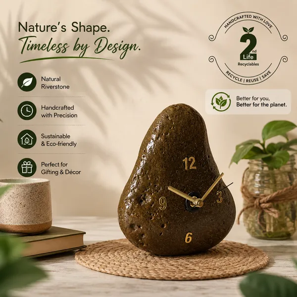 Upcycle_Riverstone_Aura_Table_Clock_–_Glossy_Moss_Edition