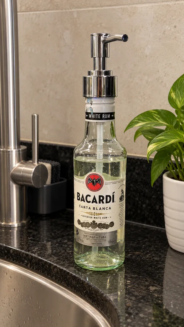 Upcycled_Bacardi®_Bottle_Soap_Dispenser_|_375_ML_|_Refillable_Glass_Dispenser_|_Chrome_Pump