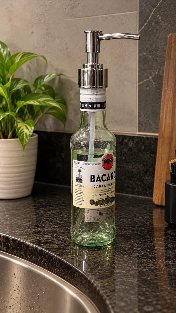 Upcycled_Bacardi®_Bottle_Soap_Dispenser_|_375_ML_|_Refillable_Glass_Dispenser_|_Chrome_Pump