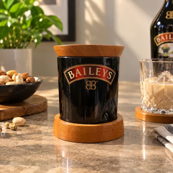 Upcycled_Baileys_Bottle_Standard_Glass_with_Wooden_Lid_&_Base_–_350_ML_|_Made_from_Baileys®_Bottle