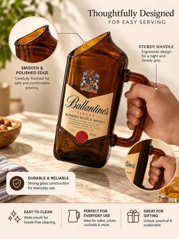 Upcycled_Ballantine’s®_Bottle_Serving_Jug_|_600_ML_|_Amber_Glass_|__Labels_on_Both_Sides
