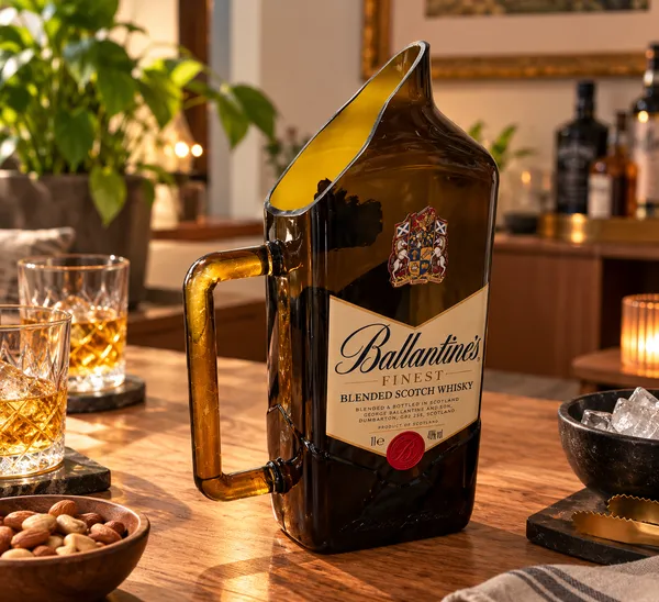 Upcycled_Ballantine’s®_Bottle_Serving_Jug_|_600_ML_|_Amber_Glass_|__Labels_on_Both_Sides