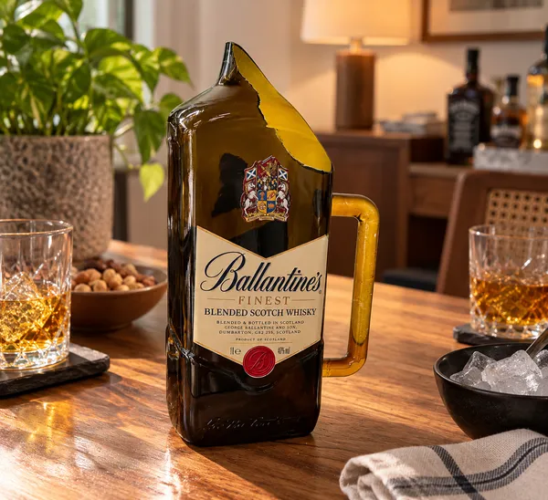 Upcycled_Ballantine’s®_Bottle_Serving_Jug_|_600_ML_|_Amber_Glass_|__Labels_on_Both_Sides