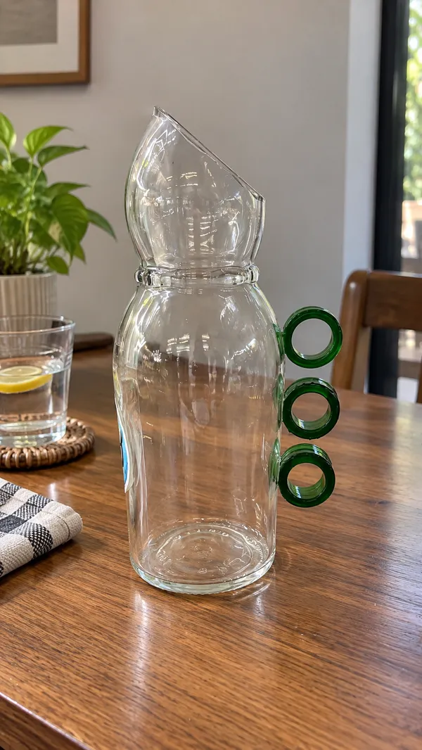 Upcycled_Clear_Glass_Jug_with_Green_Three-Ring_Handle_–_700_ML_|_Made_from_Camino_Tequila®_Bottle