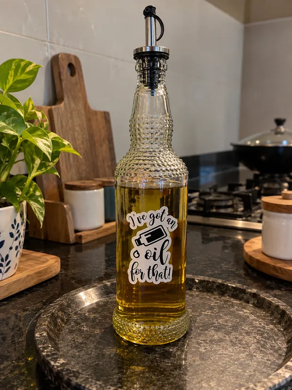 Upcycled_Glass_Bottle_Oil_Dispenser_|_Reusable_Kitchen_Oil_Pourer_|_Stainless_Steel_Pourer_|_“I’ve_Got_an_Oil_for_That!”_Design