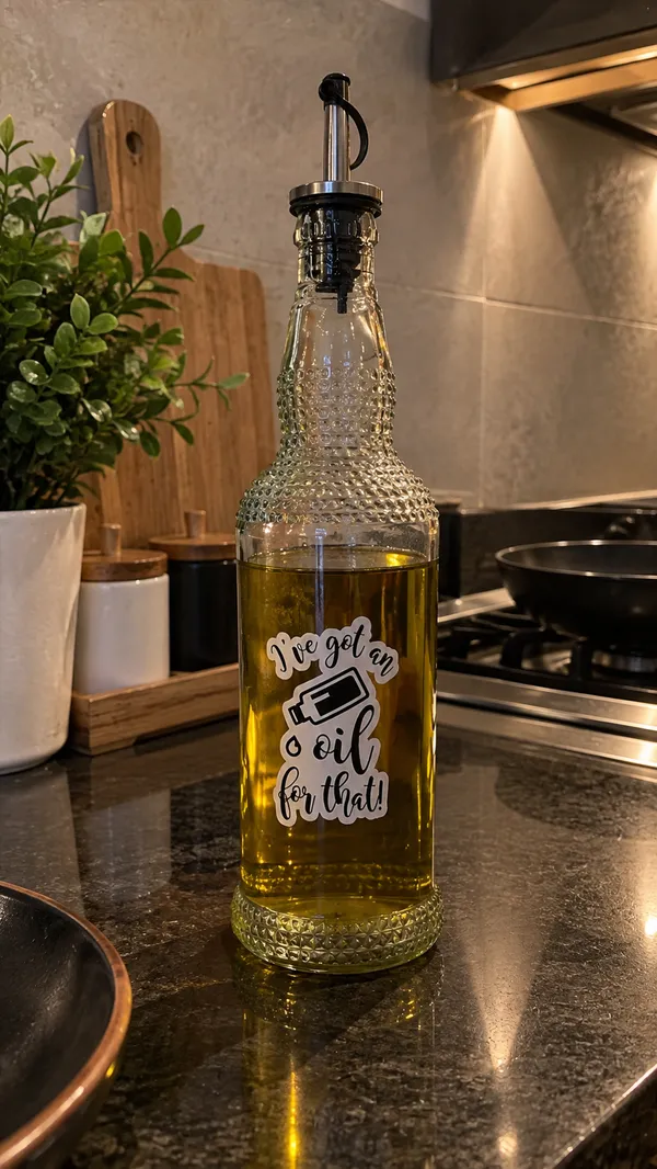 Upcycled_Glass_Bottle_Oil_Dispenser_|_Reusable_Kitchen_Oil_Pourer_|_Stainless_Steel_Pourer_|_“I’ve_Got_an_Oil_for_That!”_Design