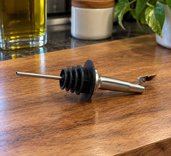 Upcycled_Glass_Bottle_Oil_Dispenser_|_Reusable_Kitchen_Oil_Pourer_|_Stainless_Steel_Pourer_|_“I’ve_Got_an_Oil_for_That!”_Design