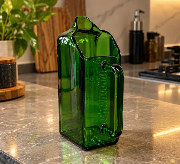 Upcycled_Jägermeister®_Bottle_Jug_|_650_ML_|_8.75_Inch_Height_|_Handcrafted_Green_Glass_Water_Jug