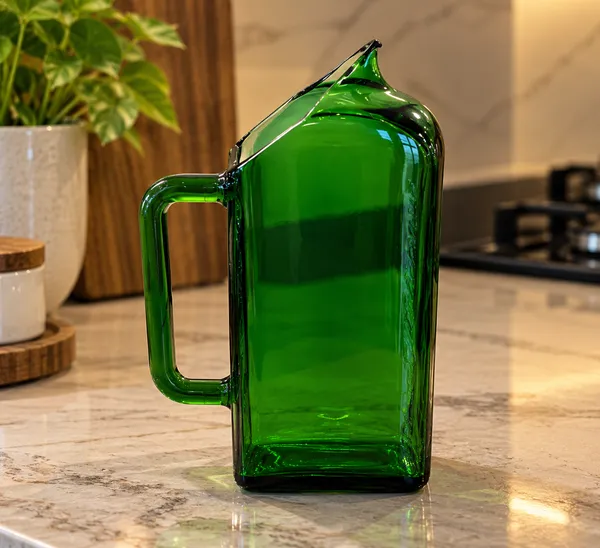 Upcycled_Jägermeister®_Bottle_Jug_|_650_ML_|_8.75_Inch_Height_|_Handcrafted_Green_Glass_Water_Jug