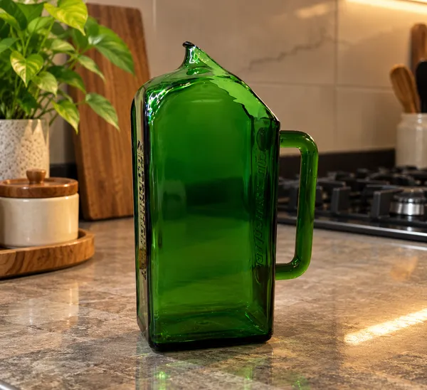Upcycled_Jägermeister®_Bottle_Jug_|_650_ML_|_8.75_Inch_Height_|_Handcrafted_Green_Glass_Water_Jug