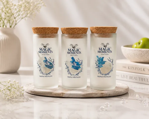 Upcycled_Magic_Moments®_Frosted_Glass_Storage_Jar_with_Cork_Lid_–_170_ML_|_4_Inch