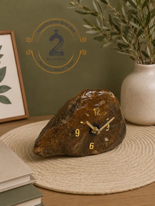 Upcycled_Natural_River_Stone_Clock_–_Golden_Olive_Stone_Edition