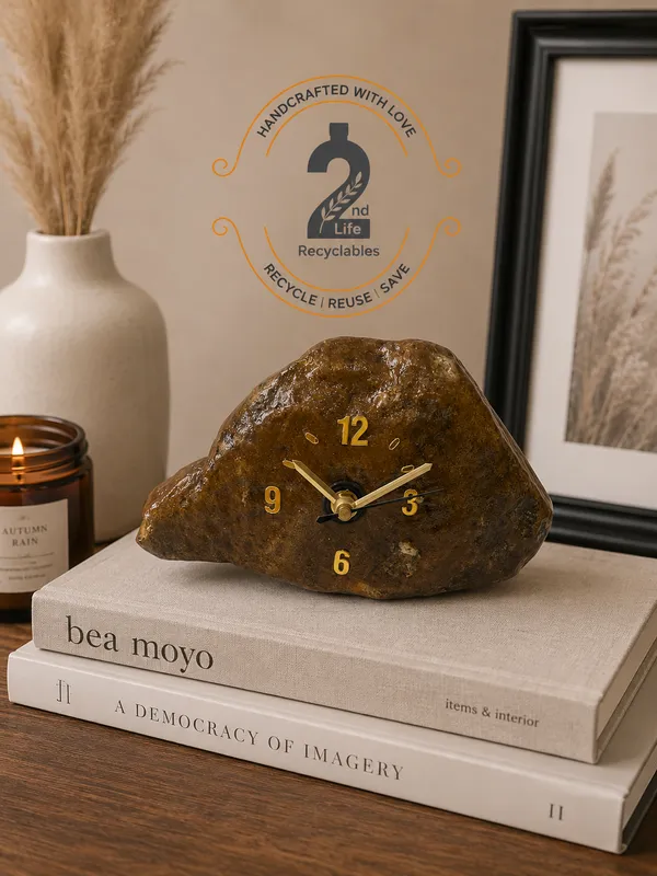 Upcycled_Natural_River_Stone_Clock_–_Golden_Olive_Stone_Edition