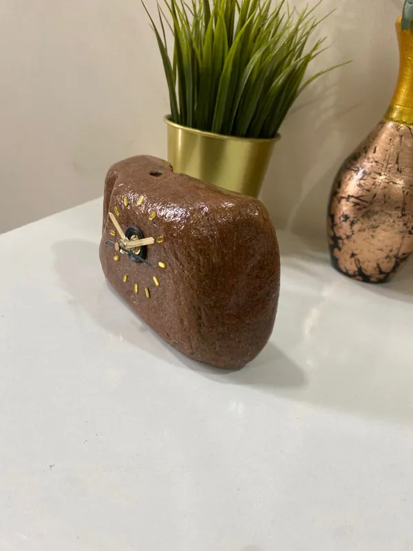 Upcycled_Natural_River_Stone_Clock_-_River_Rock_Brown