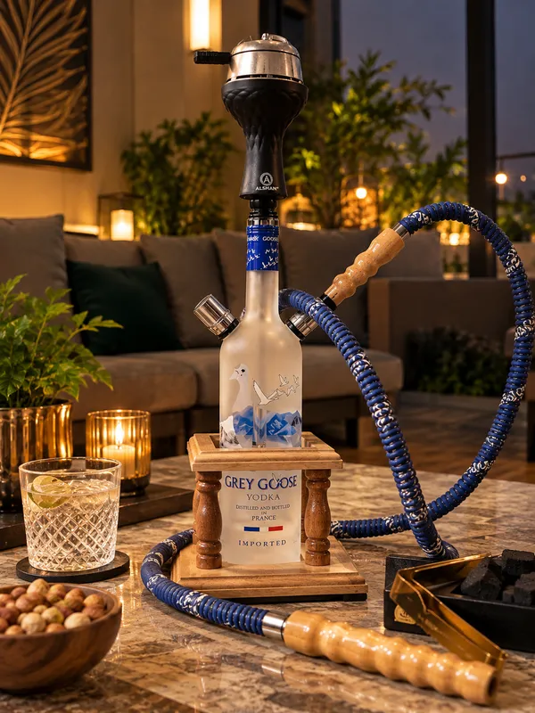 Upcycled_Grey_Goose®_Bottle_Hookah_with_Wooden_Stand_|_Handcrafted_Glass_Hookah_|_Made_from_Original_Grey_Goose®_Bottle