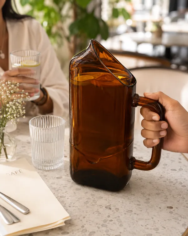 Upcycled_Ballantine’s®_Bottle_Serving_Jug_–_Amber_Glass_|_With_Handle