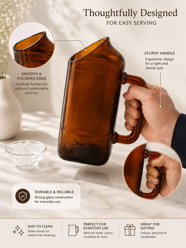 Upcycled_Ballantine’s®_Bottle_Serving_Jug_–_Amber_Glass_|_With_Handle