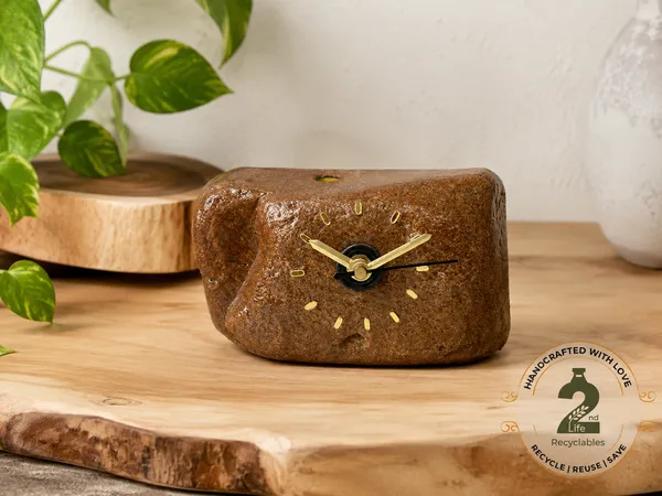 Upcycled_Natural_River_Stone_Clock_-_River_Rock_Brown
