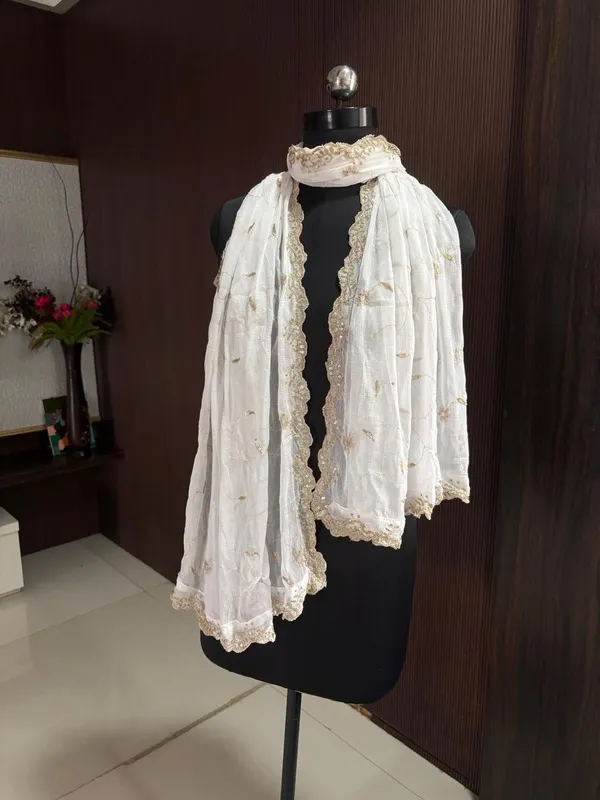 white_Nazneen_dyeable_stylish_Embroidery_mirror_work_dupatta_for_women