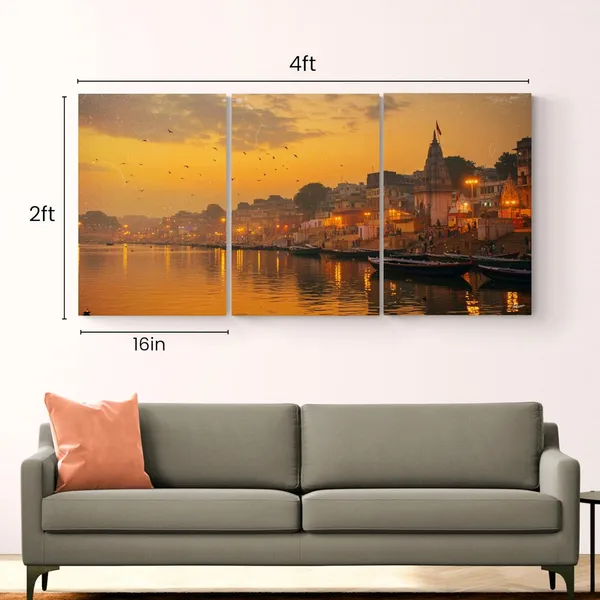 Panel_Big_Size_Varanasi_Ghats_Ganga_Canvas_Painting_For_Home_And_Offices