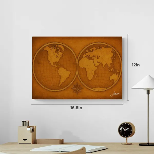 World_Map_Decor_Framed_Inches_Continents_Canvas_Painting_For_Home_And_Offices