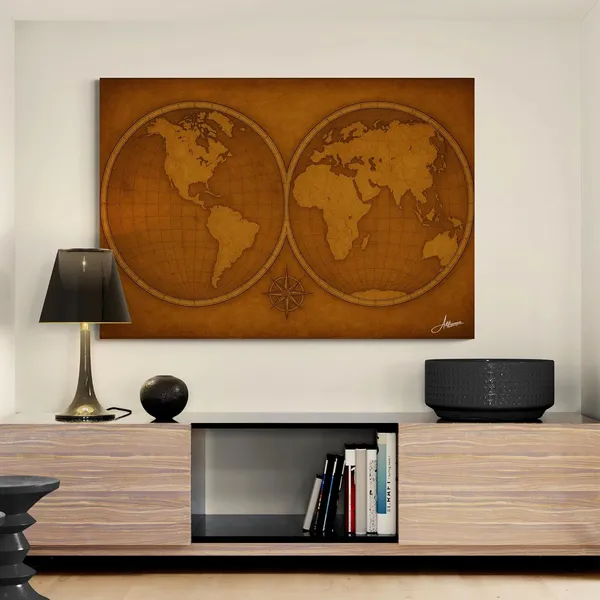 World_Map_Decor_Framed_Inches_Continents_Canvas_Painting_For_Home_And_Offices