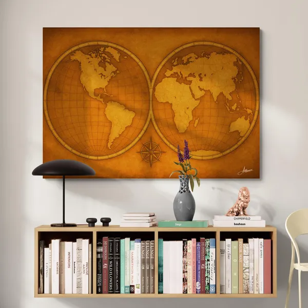 World_Map_Decor_Framed_Inches_Continents_Canvas_Painting_For_Home_And_Offices