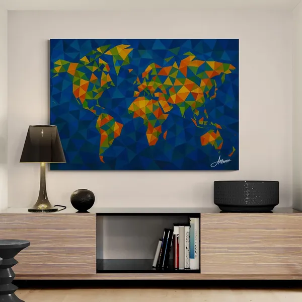 World_Map_Decor_Framed_Inches_Continents_Canvas_Painting_For_Home_And_Offices
