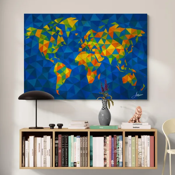 World_Map_Decor_Framed_Inches_Continents_Canvas_Painting_For_Home_And_Offices
