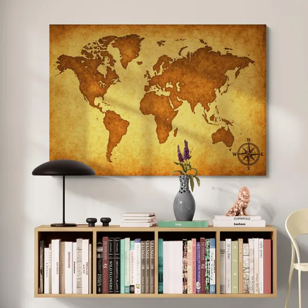 World_Map_Classroom_Decor_Framed_Inches_Canvas_Painting_For_Home_And_Offices