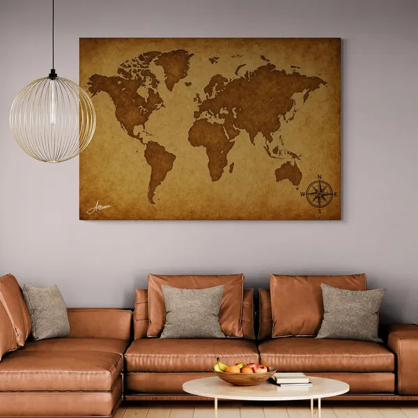 World_Map_Classroom_Decor_Framed_Inches_Canvas_Painting_For_Home_And_Offices