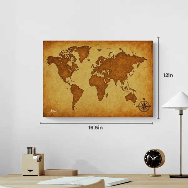 World_Map_Classroom_Decor_Framed_Inches_Canvas_Painting_For_Home_And_Offices