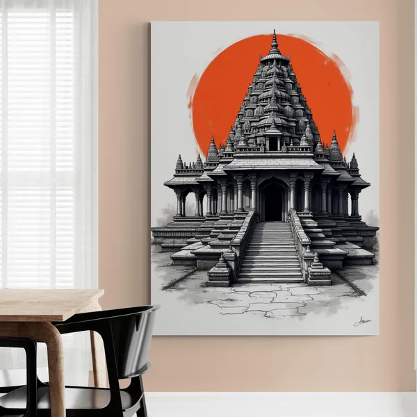 Asian_Architecture_Office_Decor_Abstract_Design_Canvas_Painting_For_Home_And_Offices