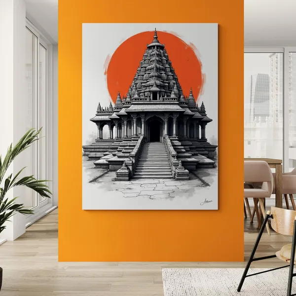 Asian_Architecture_Office_Decor_Abstract_Design_Canvas_Painting_For_Home_And_Offices