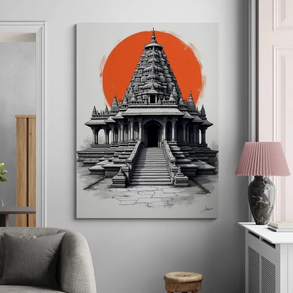 Asian_Architecture_Office_Decor_Abstract_Design_Canvas_Painting_For_Home_And_Offices